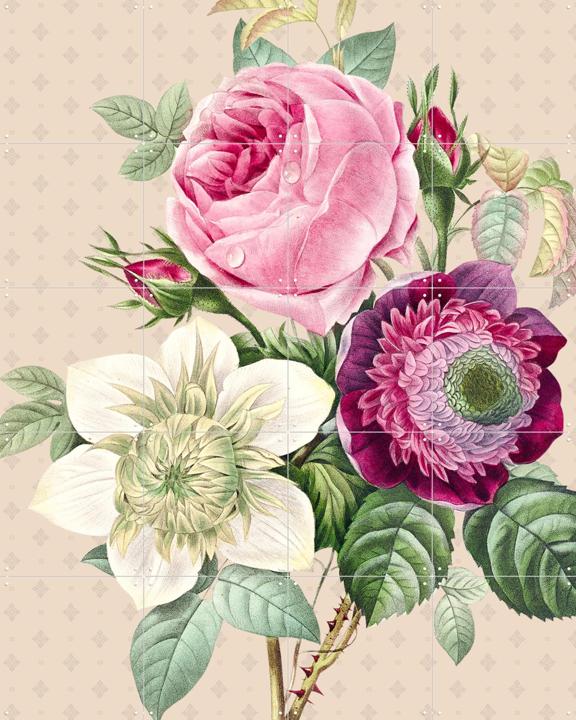 Vintage Redoute Peonies and Roses II