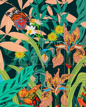 'Butterfly Garden Petrol' by Marylène Madou