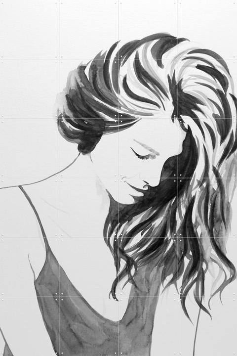 For a while she looks aways