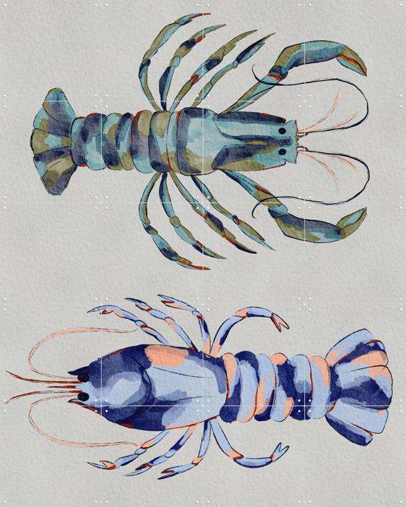 Blue Lobsters Watercolor