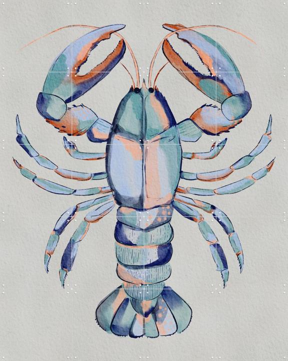 Watercolor Blue Lobster