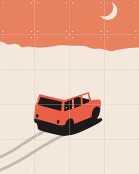 'Red Car in Desert' van Florent Bodart