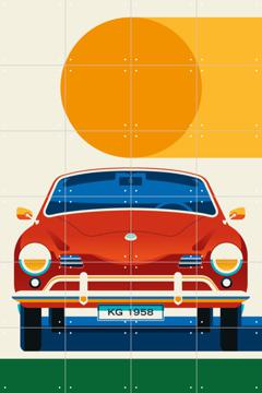 'Red Vintage Sports Car Front' by Bo Lundberg