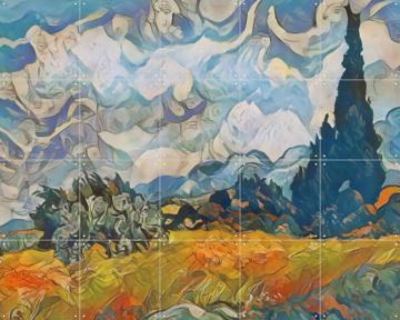 'Wheatfield with Cypresses Picasso style' by Seaways & Van Gogh 21st Century