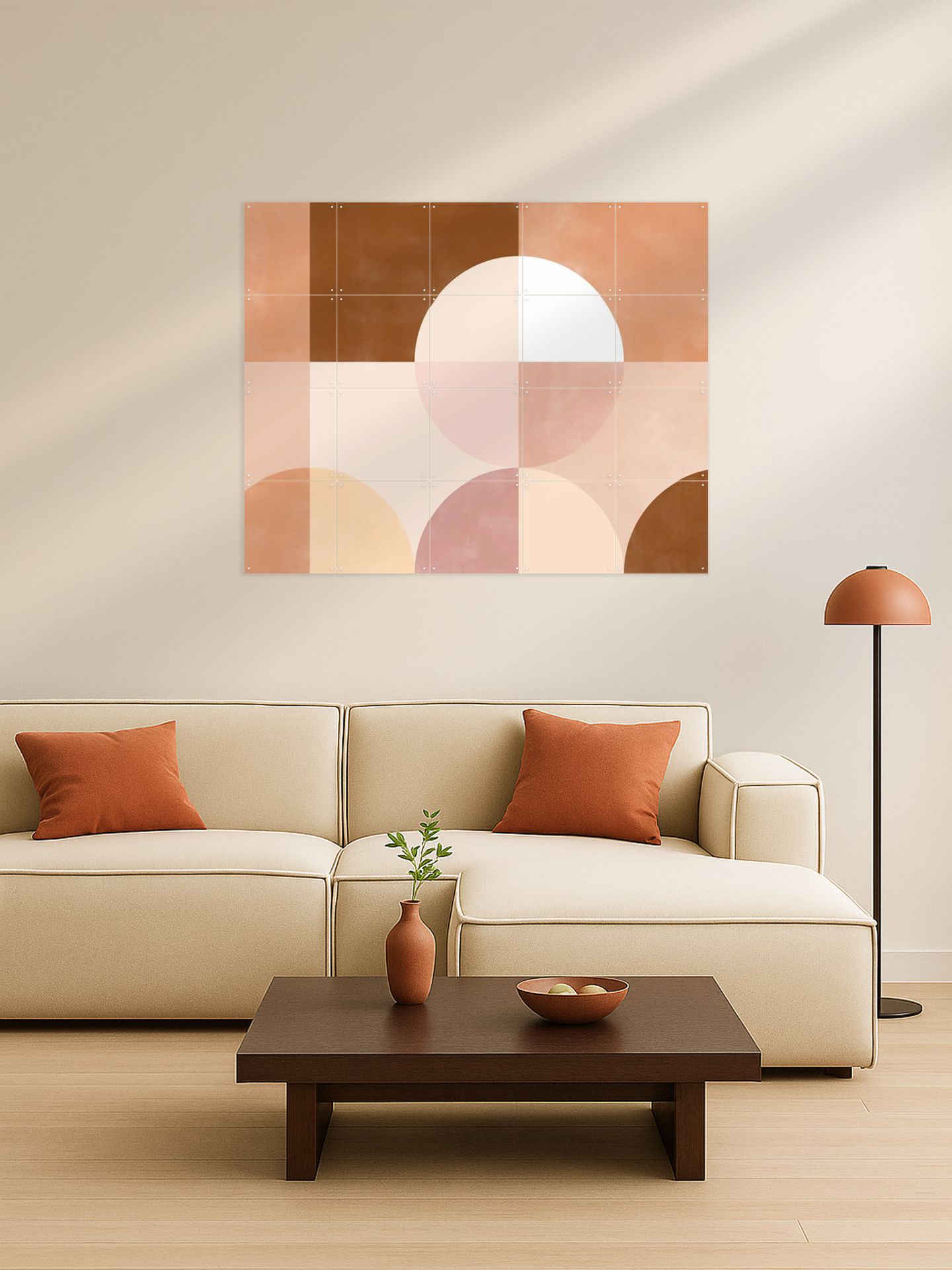 Geometric Circles and Squares in Earthy Tones