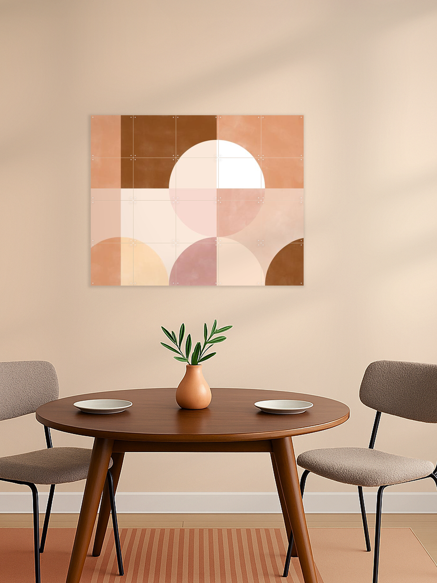 Geometric Circles and Squares in Earthy Tones
