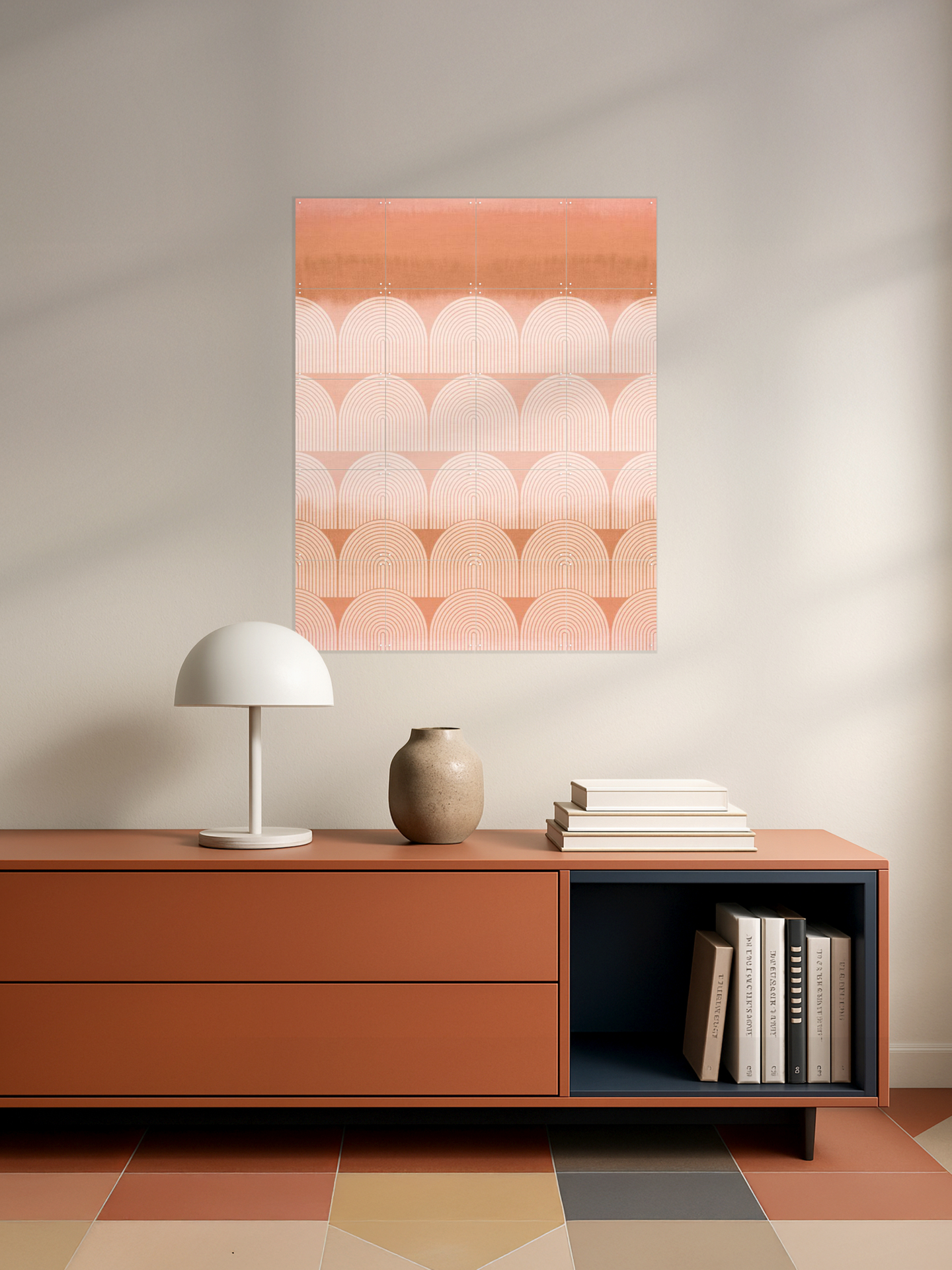 Mid Century Retro Arches Terracotta Sunset
