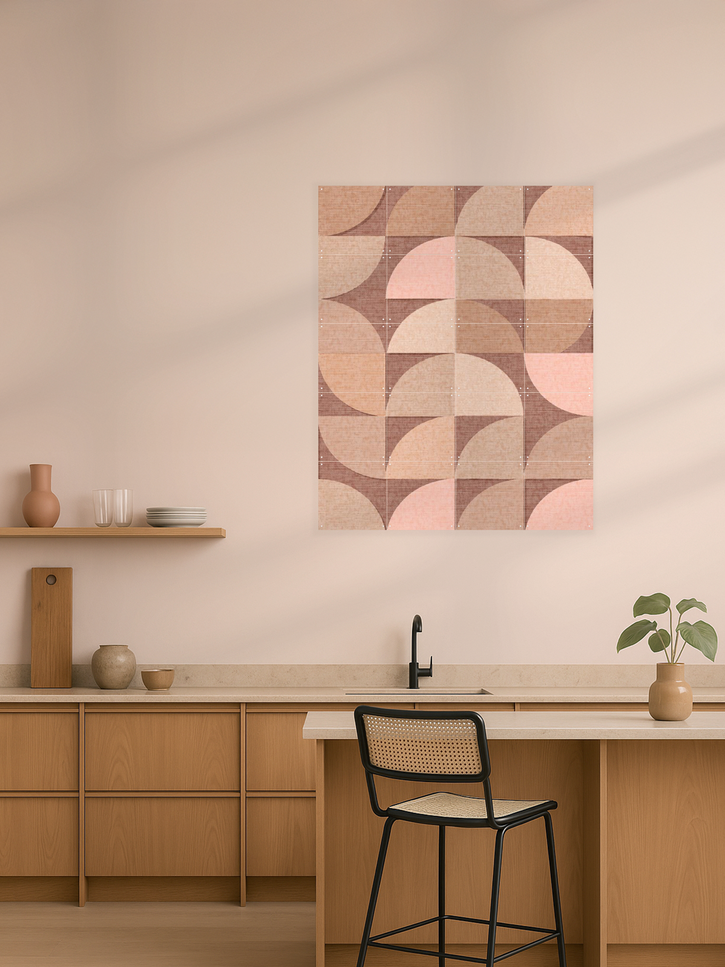 Mid Century Retro Geometry Mocha Pink Light
