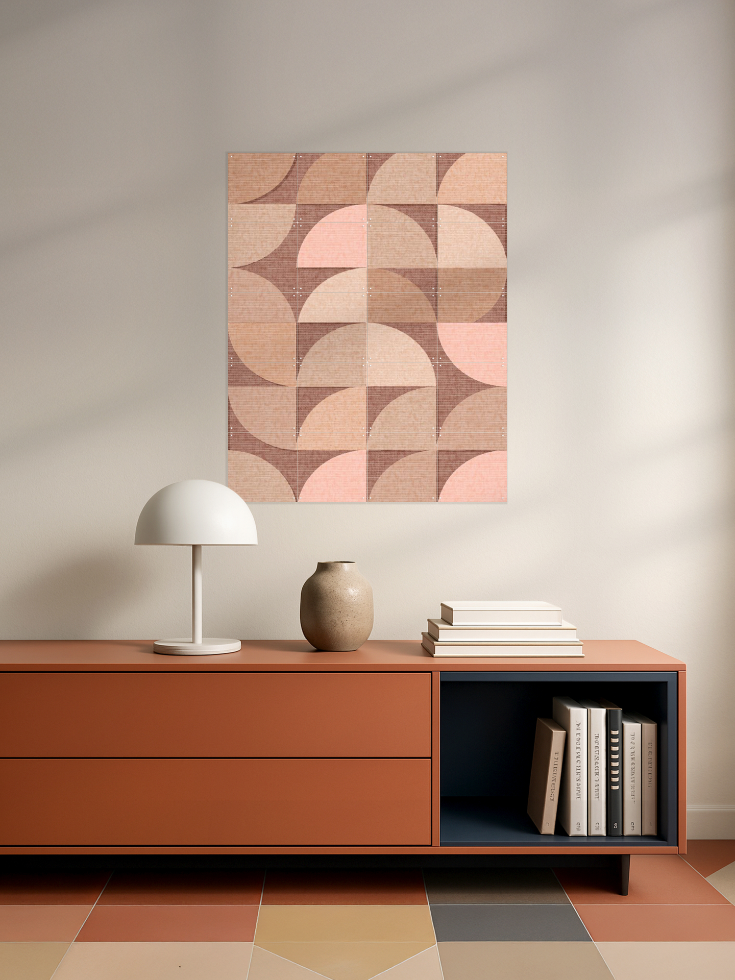 Mid Century Retro Geometry Mocha Pink Light