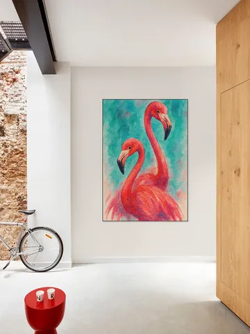 Two Exotic Pink Flamingos