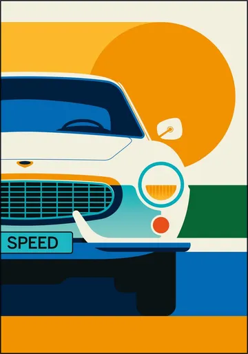 White Vintage Sports Car