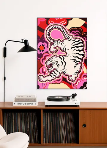 White Tiger Japanese Flowers Pink