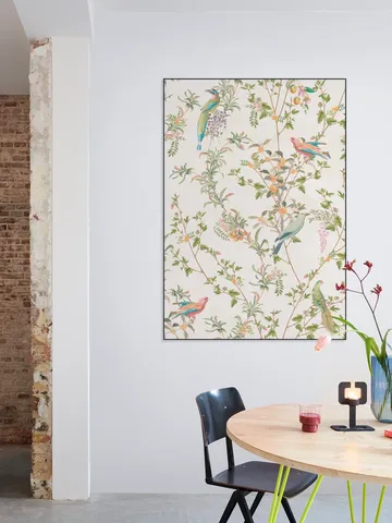 Chinoiserie vintage vines, fruit and birds - ivory
