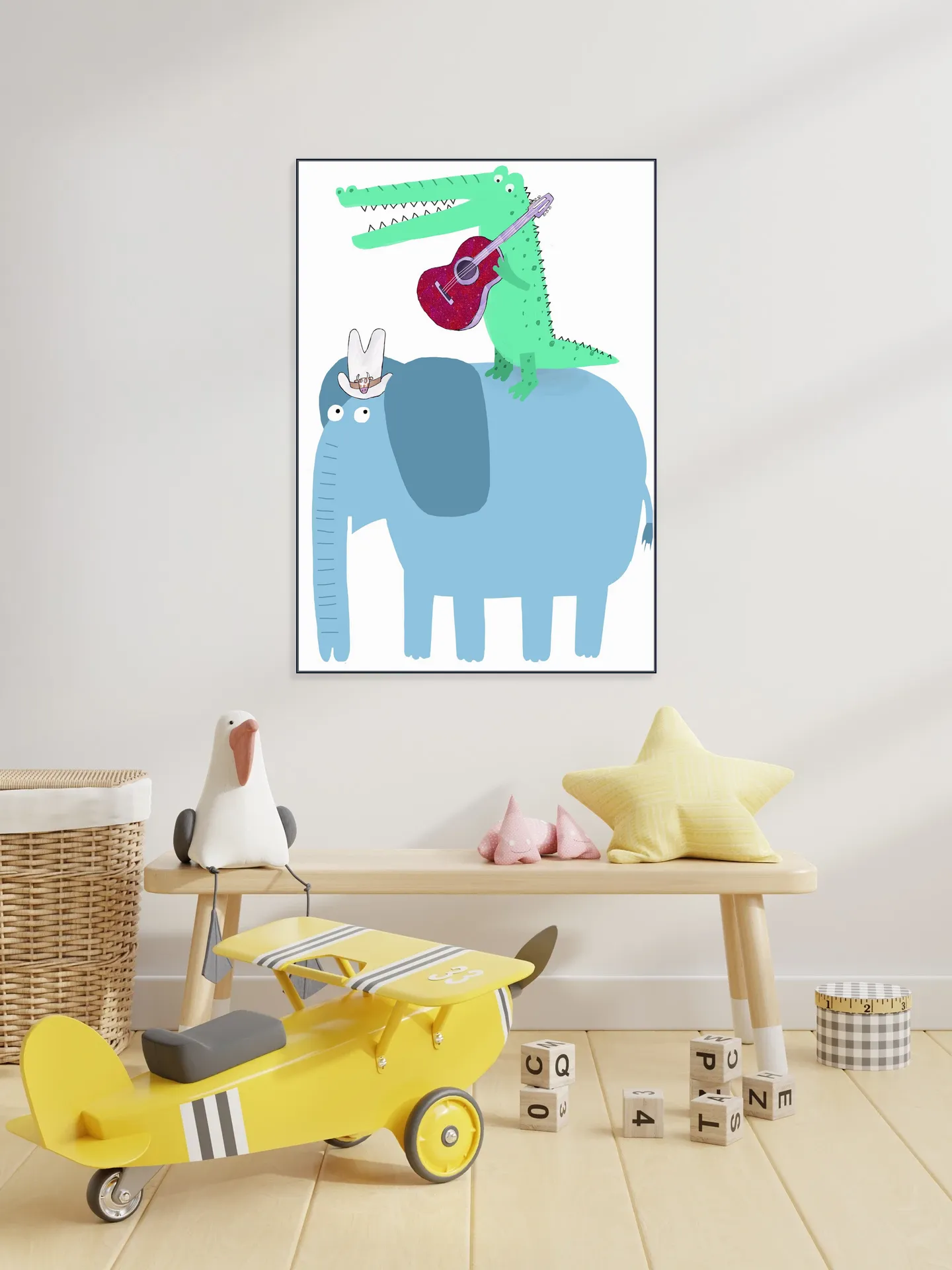 Elephant with a Guitar Playing Crocodile