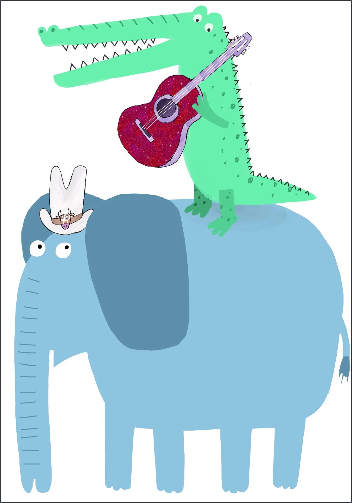 Elephant with a Guitar Playing Crocodile