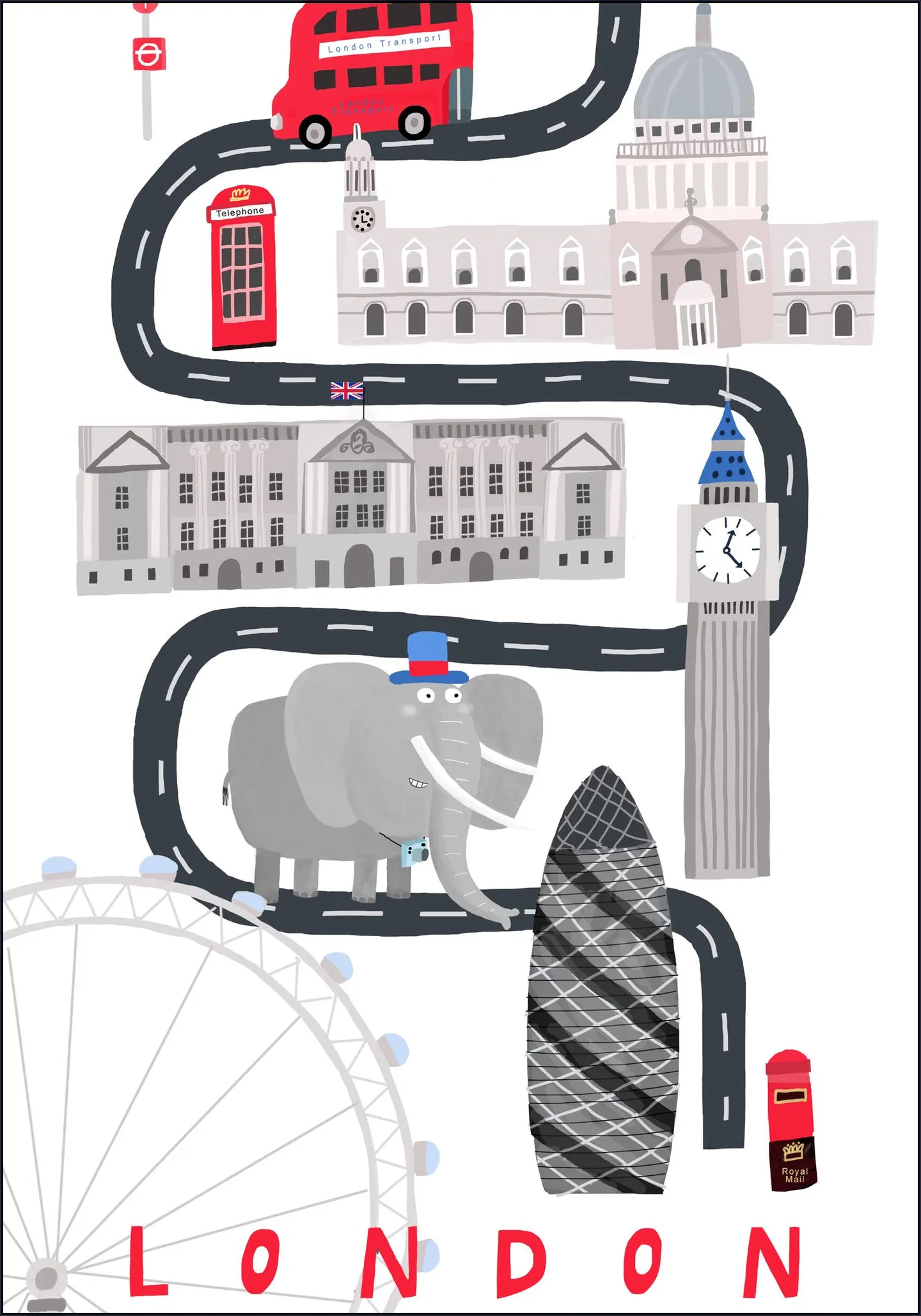 London City With Cute Elephant Tourist 