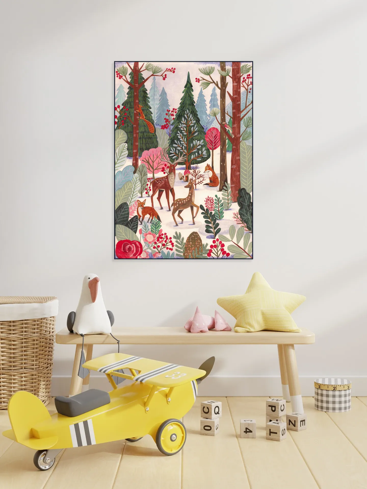 Animals in winter forest