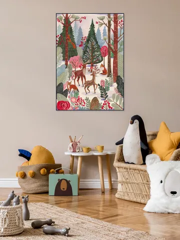 Animals in winter forest