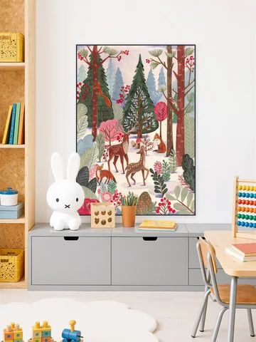 Animals in winter forest