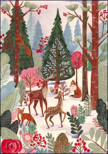 Animals in winter forest