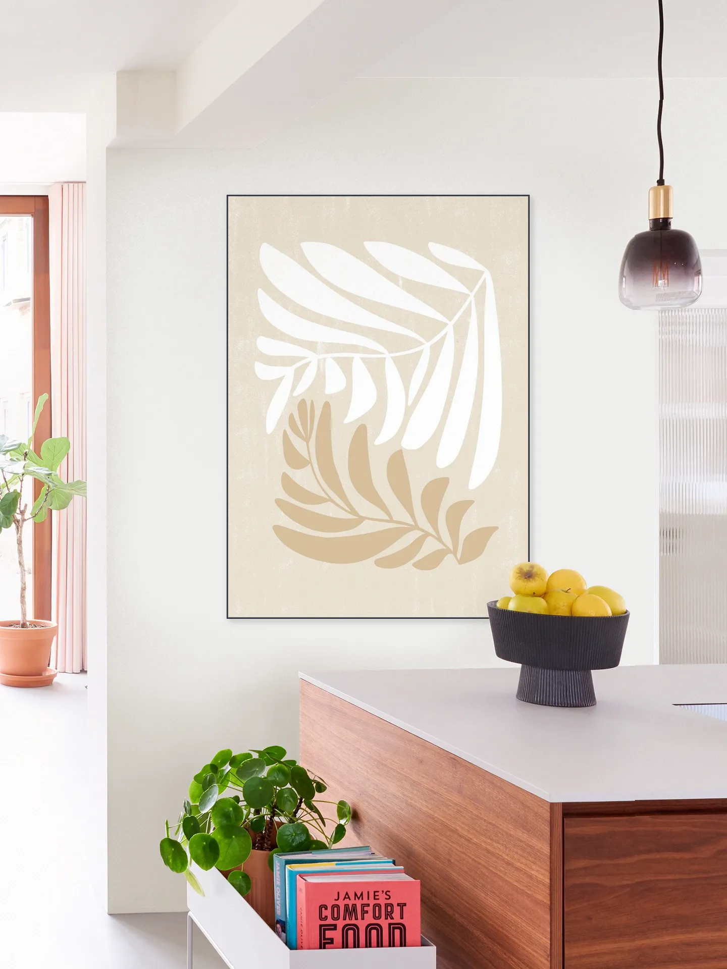 Modern Fern in Beige and White