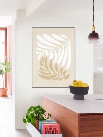 Modern Fern in Beige and White