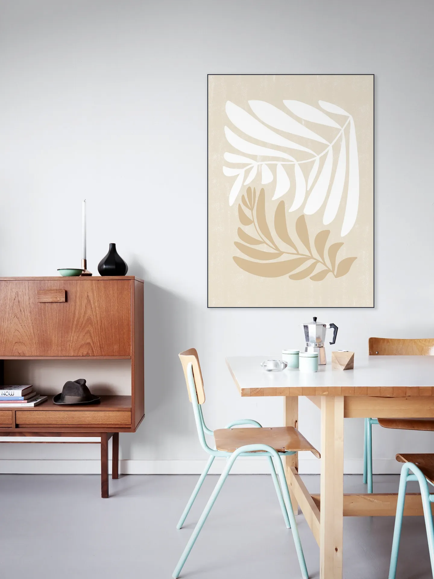 Modern Fern in Beige and White