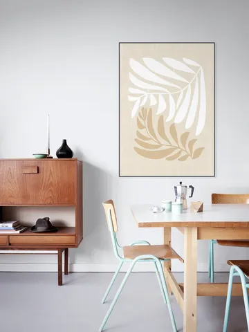 Modern Fern in Beige and White