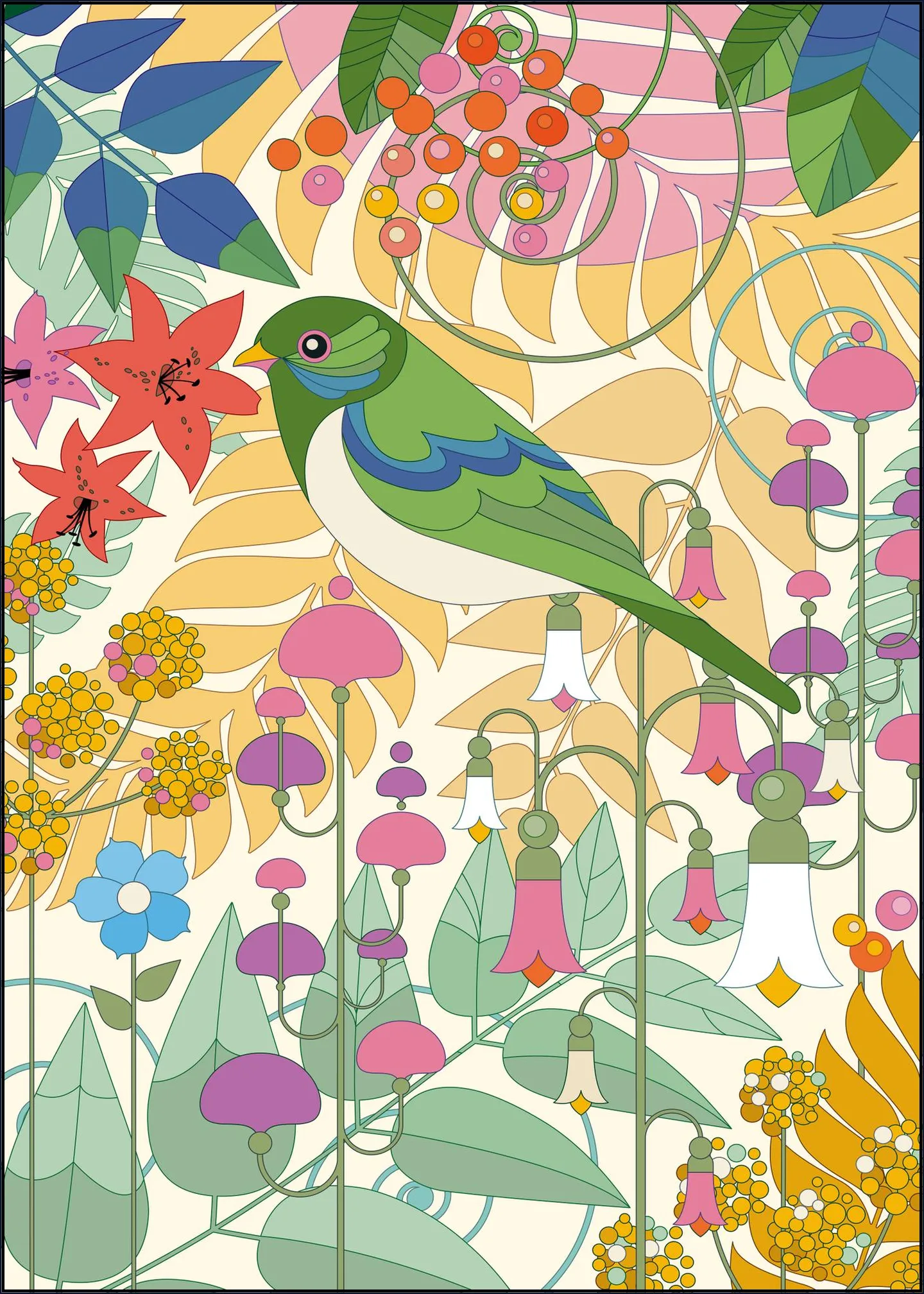 Evening Bird with Flowers