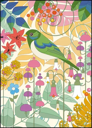 Evening Bird with Flowers