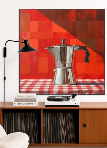 Silver Italian Percolator - Red Checkered