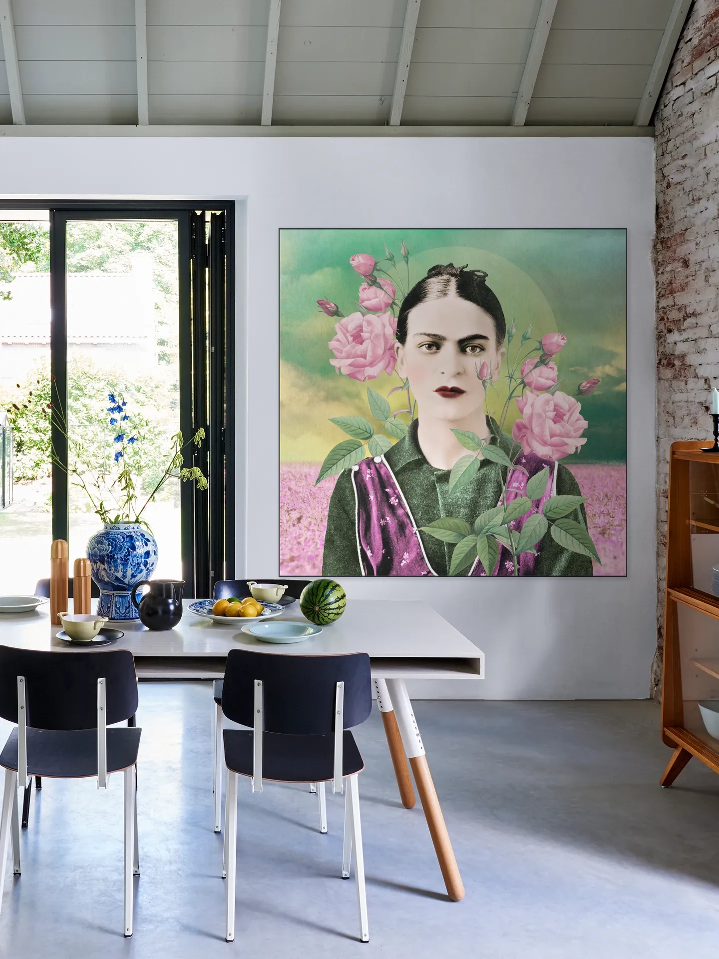 Frida in Fields of Roses