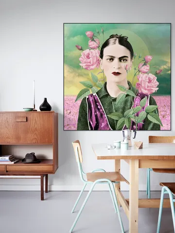 Frida in Fields of Roses