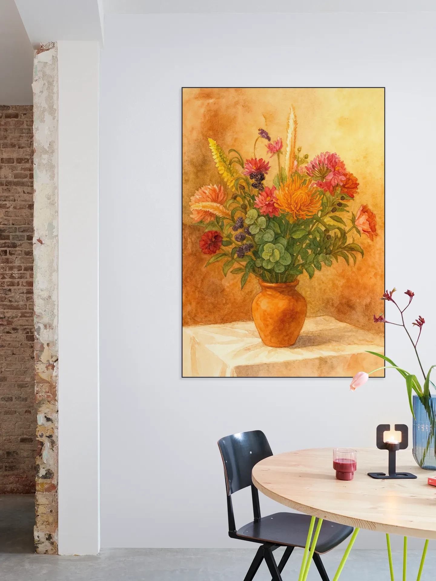 Bouquet of Flowers in Terracotta Vase