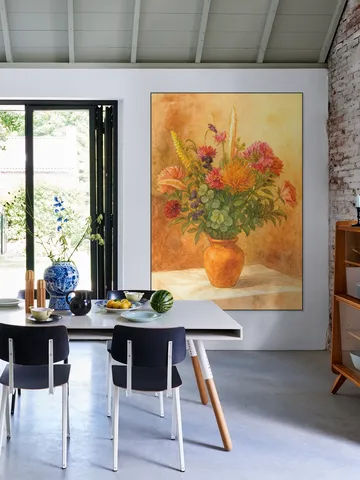 Bouquet of Flowers in Terracotta Vase