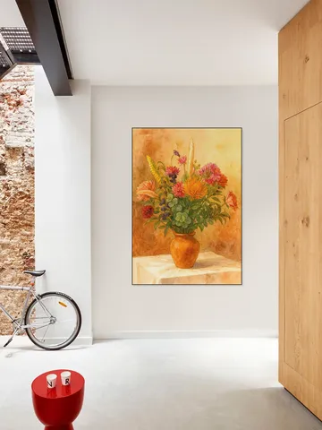 Bouquet of Flowers in Terracotta Vase