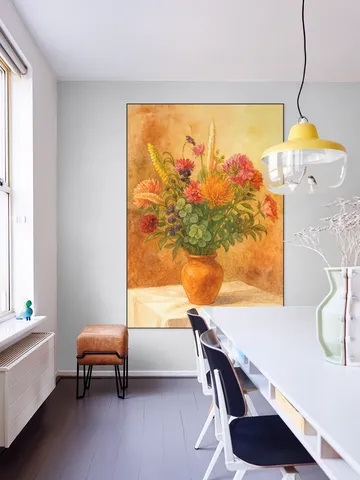 Bouquet of Flowers in Terracotta Vase