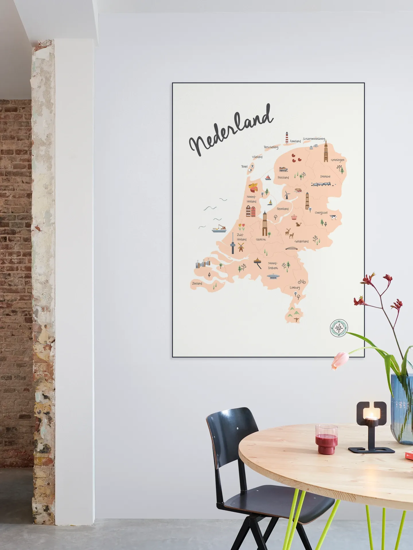 The Netherlands Kids Map beige
