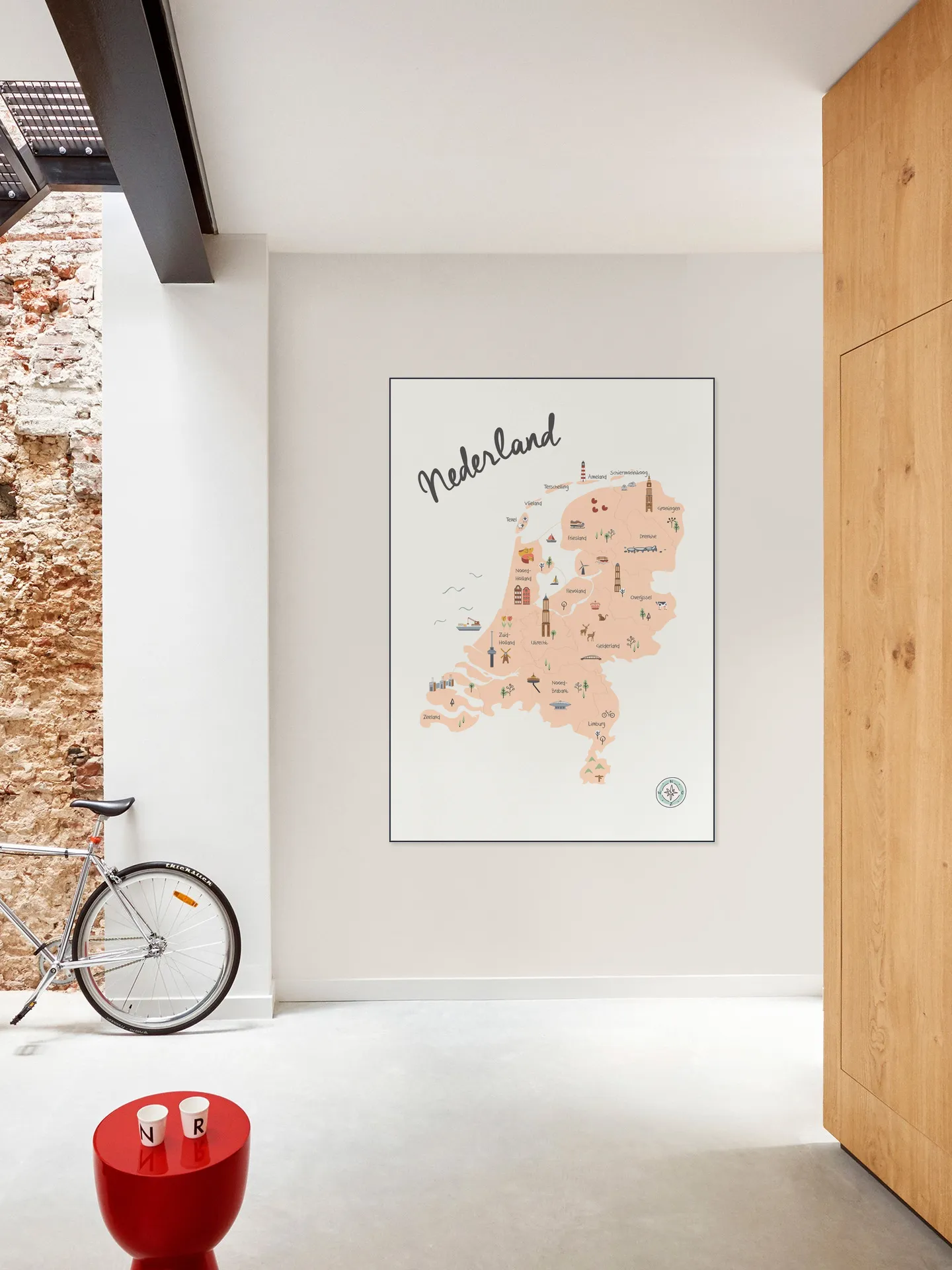 The Netherlands Kids Map beige
