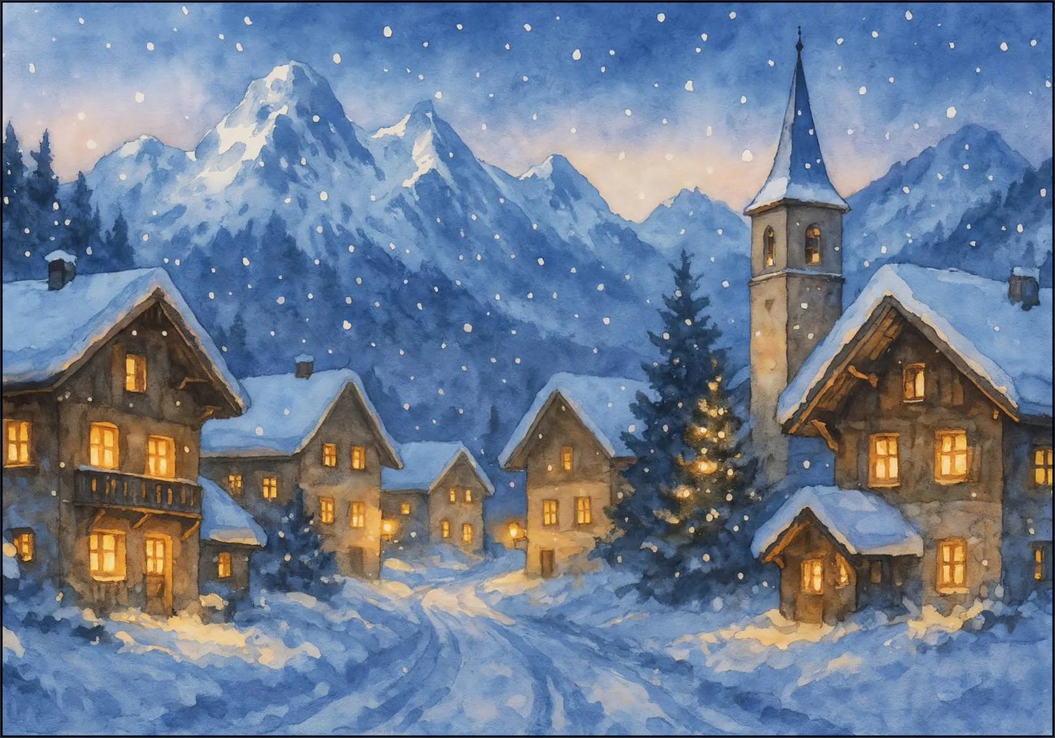 Winter Village in the Alps