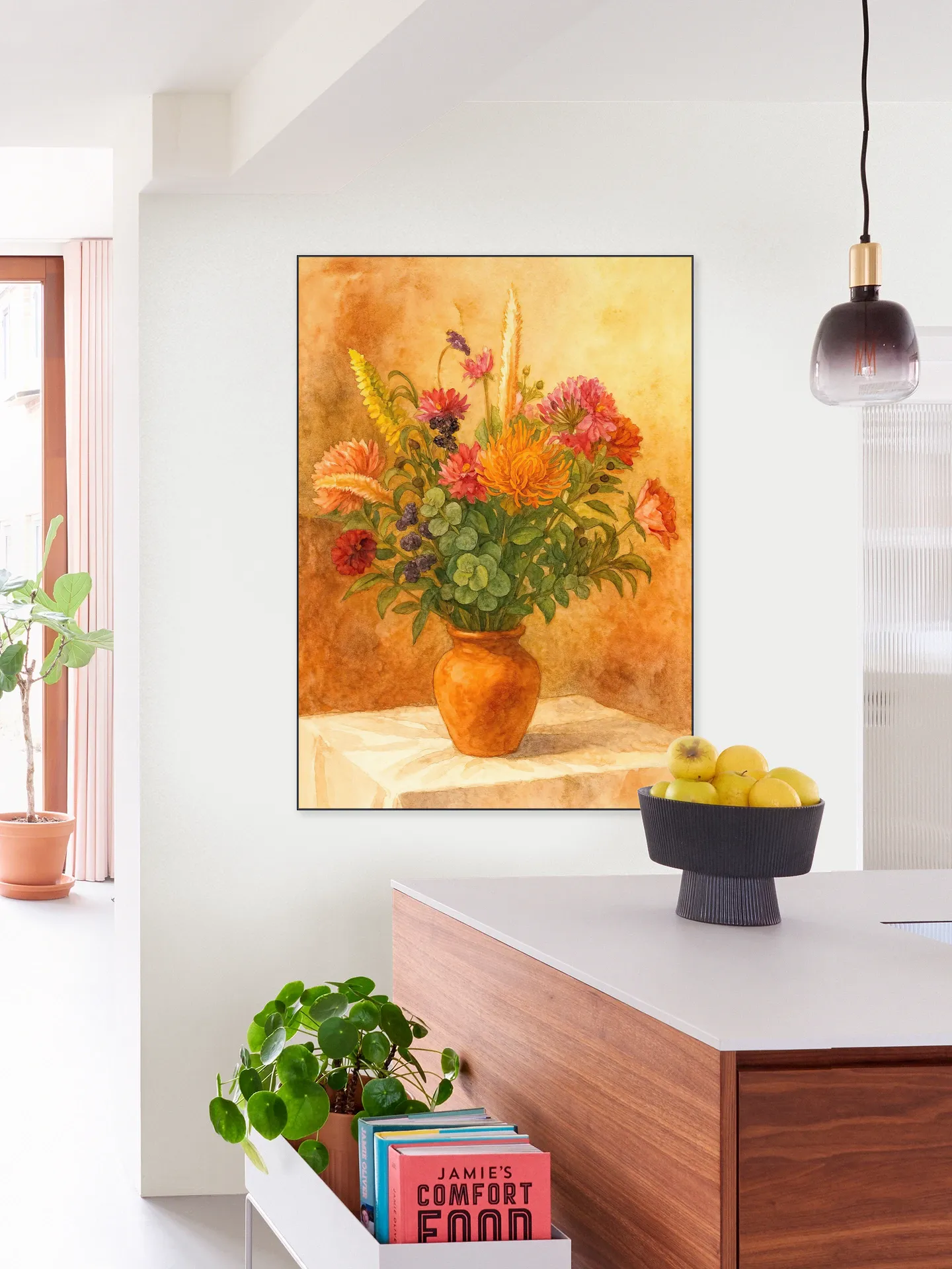 Bouquet of Flowers in Terracotta Vase