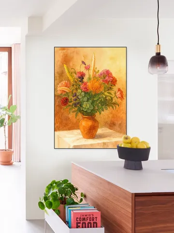 Bouquet of Flowers in Terracotta Vase