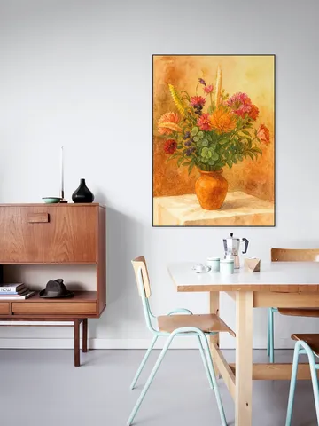 Bouquet of Flowers in Terracotta Vase