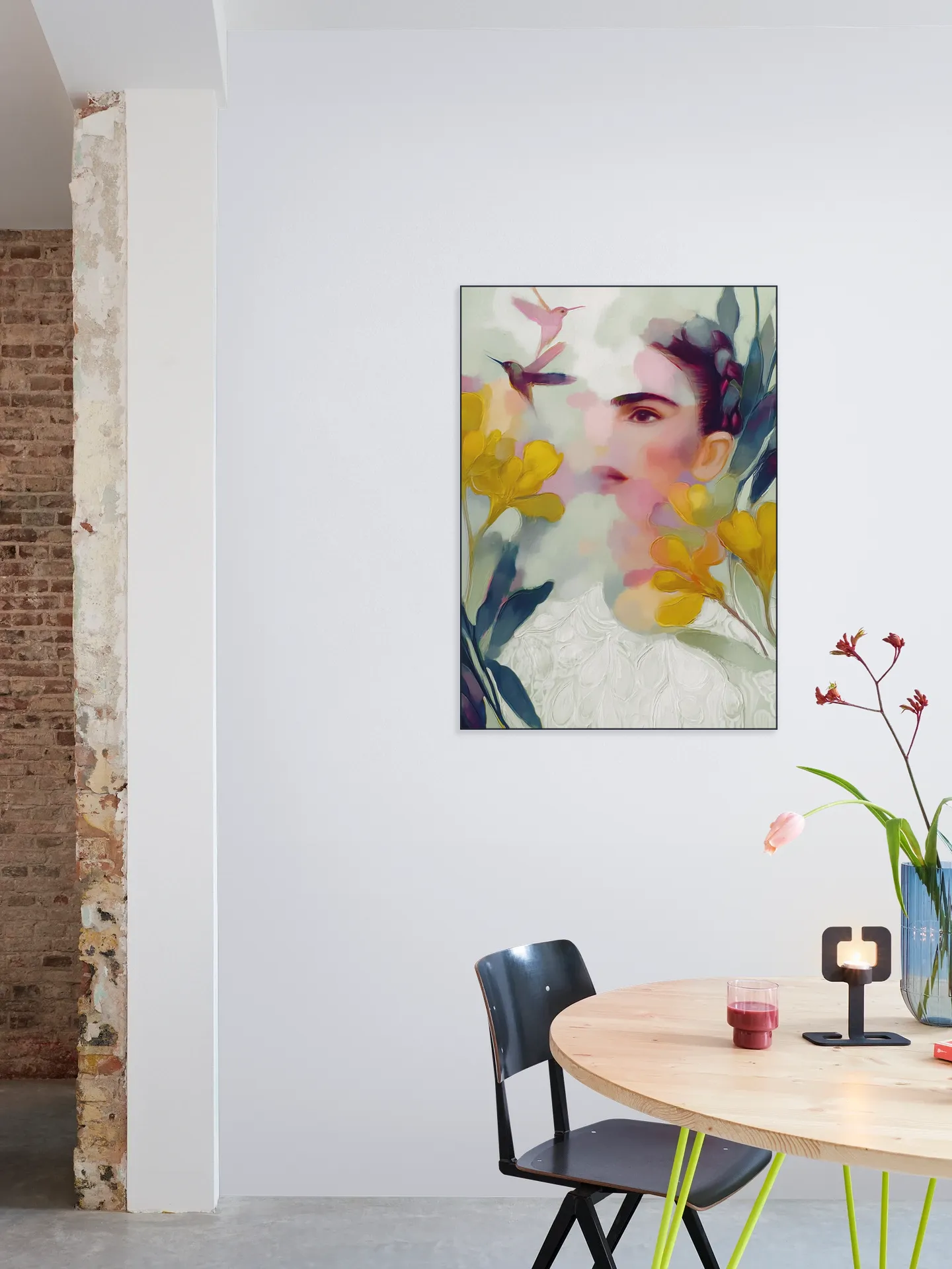 Frida Hummingbird Floral Portrait