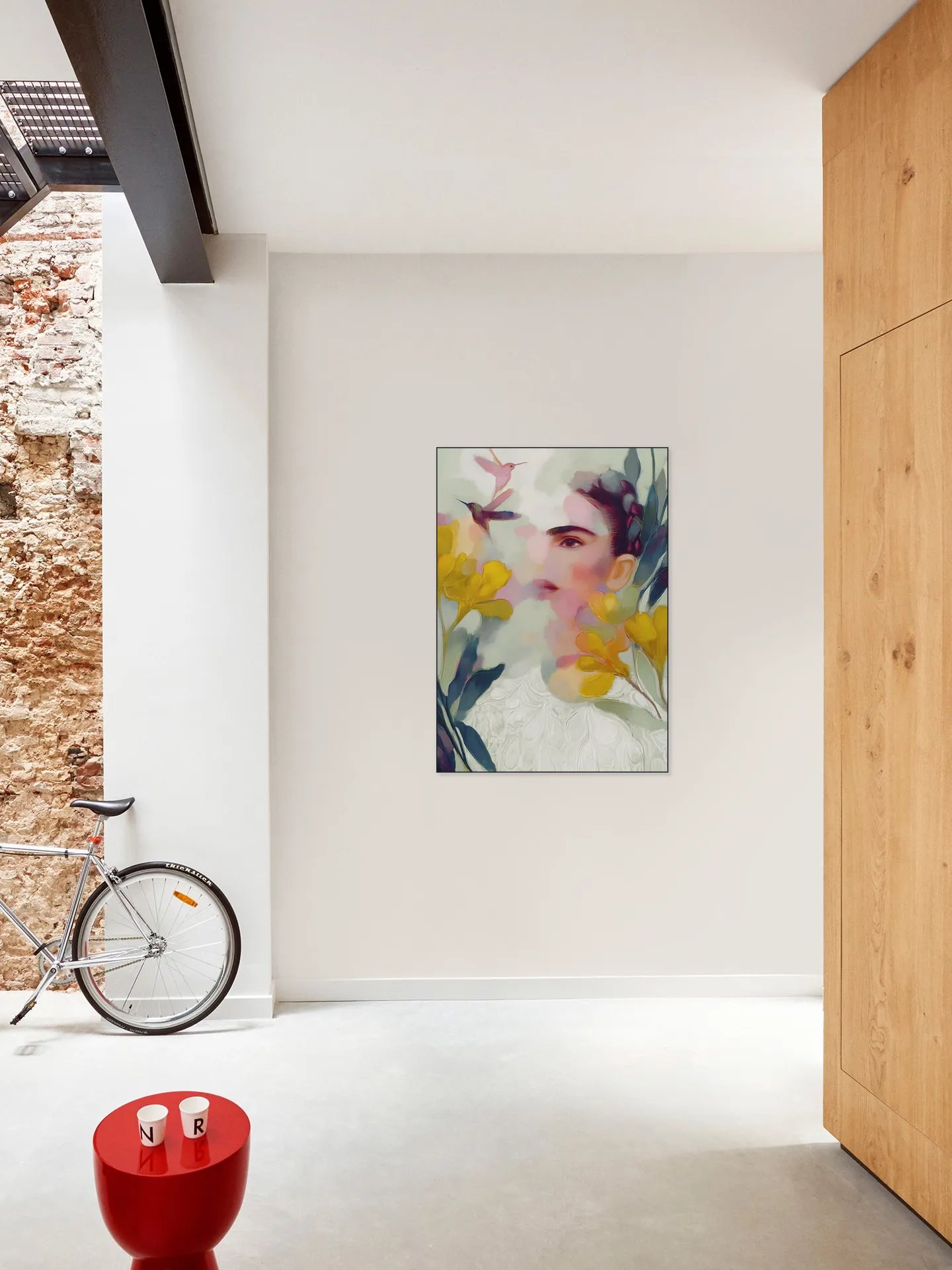 Frida Hummingbird Floral Portrait