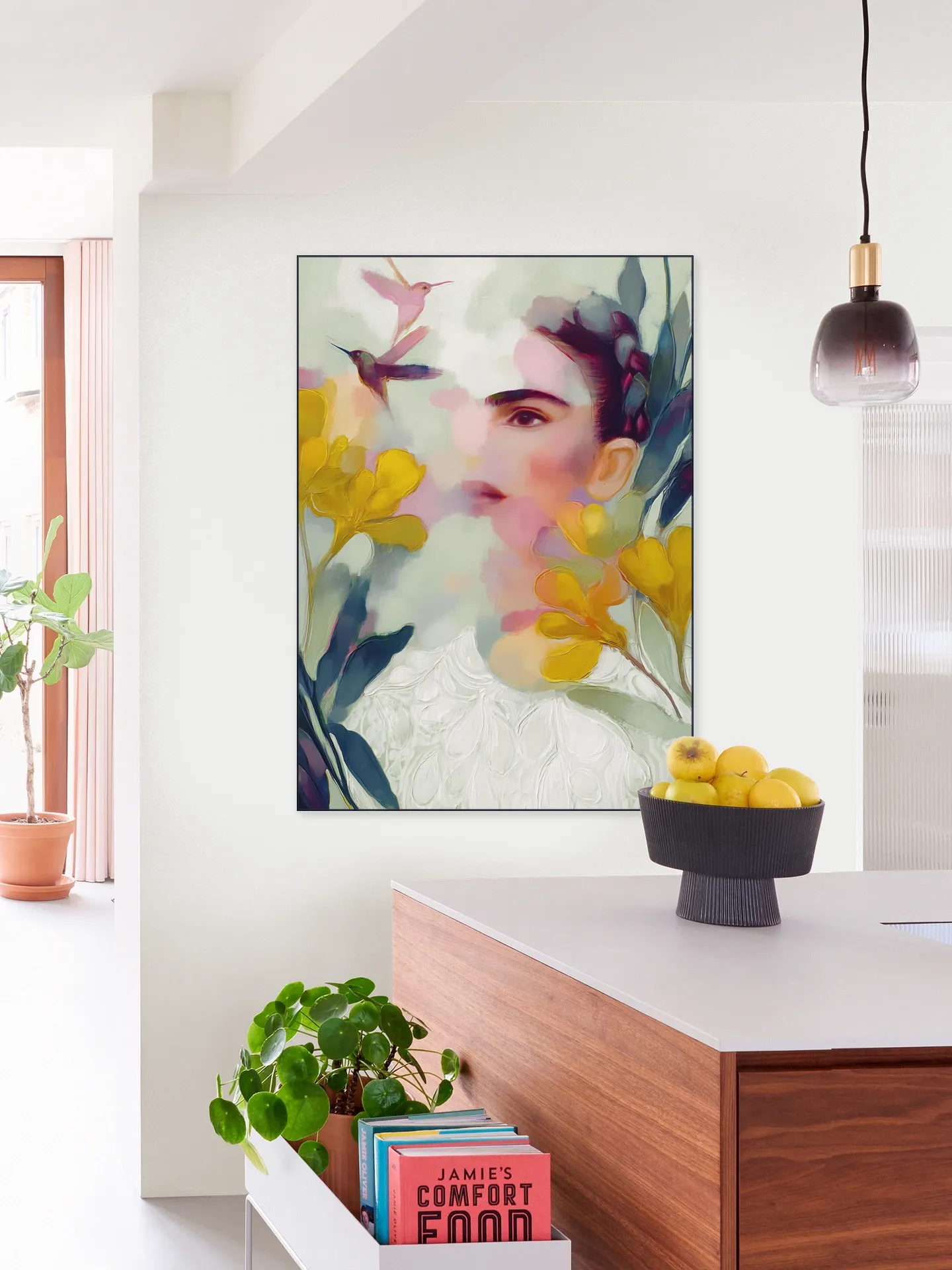 Frida Hummingbird Floral Portrait