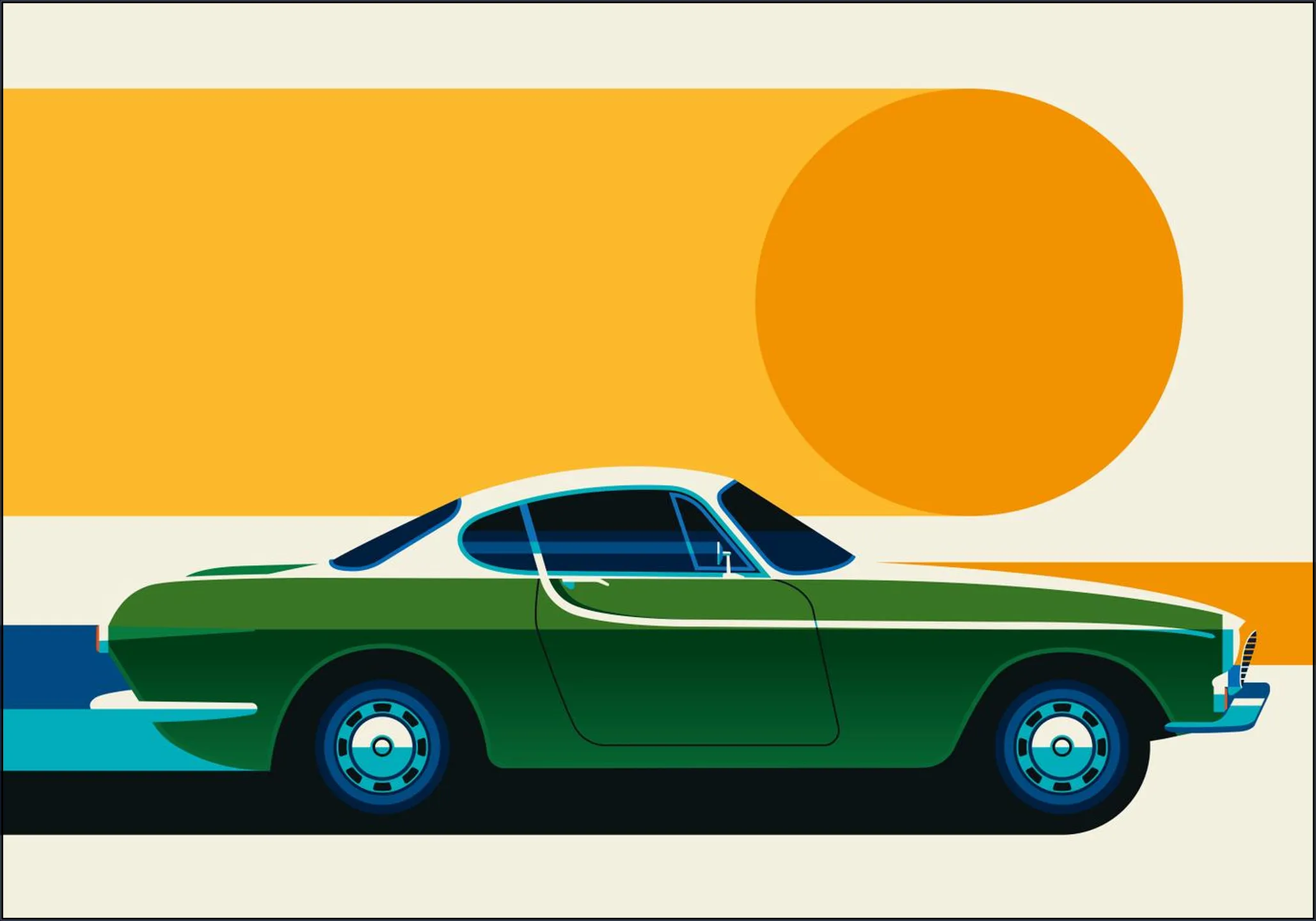 Green Vintage Sports Car Side