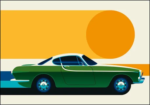Green Vintage Sports Car Side