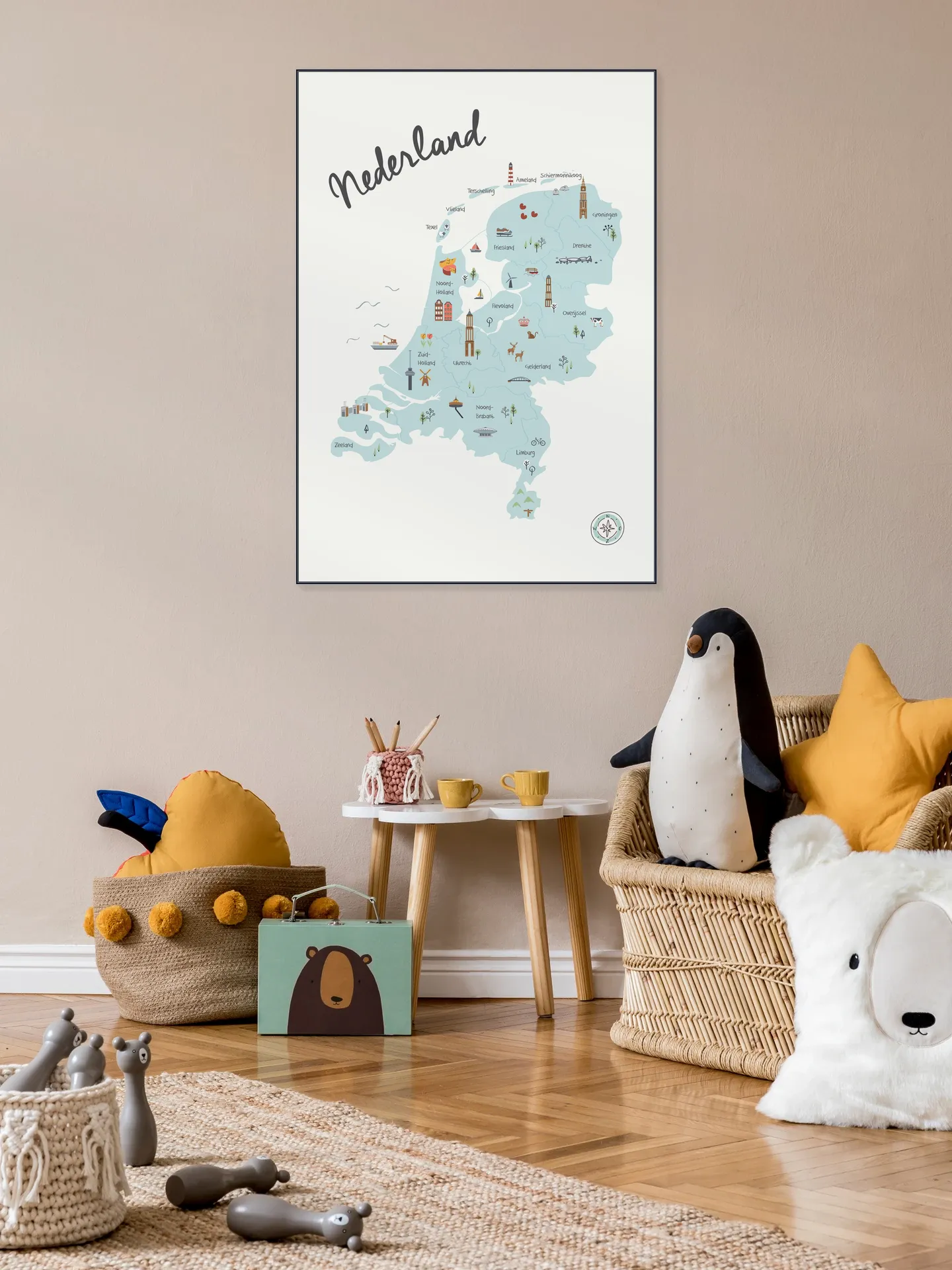 The Netherlands Kids Map blue