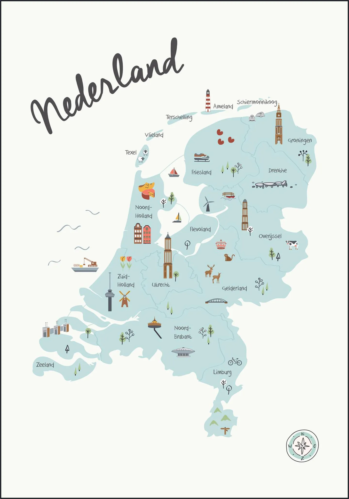 The Netherlands Kids Map blue